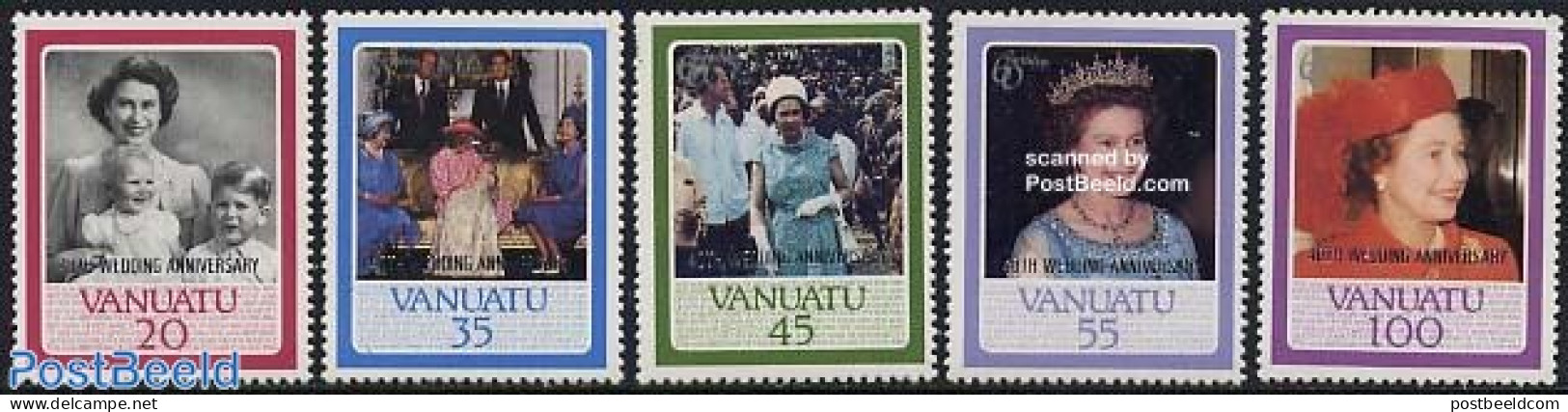 Vanuatu 1987 40th Wedding Anniversary 5v, Mint NH, History - Kings & Queens (Royalty) - Königshäuser, Adel