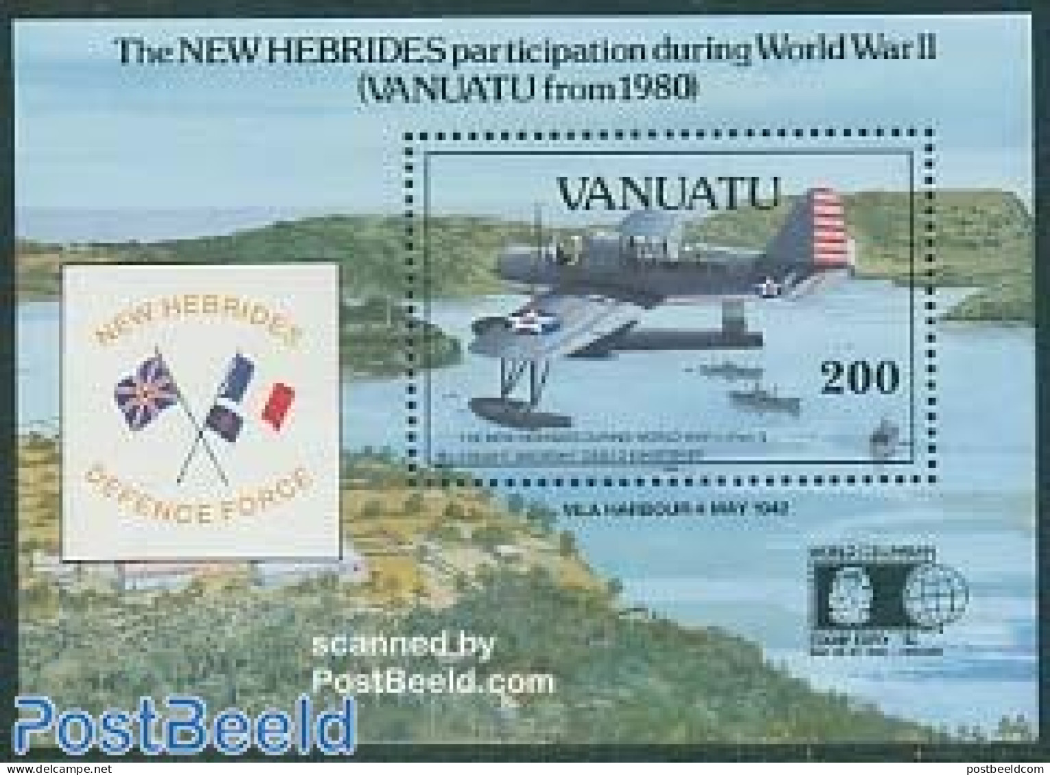 Vanuatu 1992 World War II S/s, Mint NH, Transport - Aircraft & Aviation - Ships And Boats - Vliegtuigen