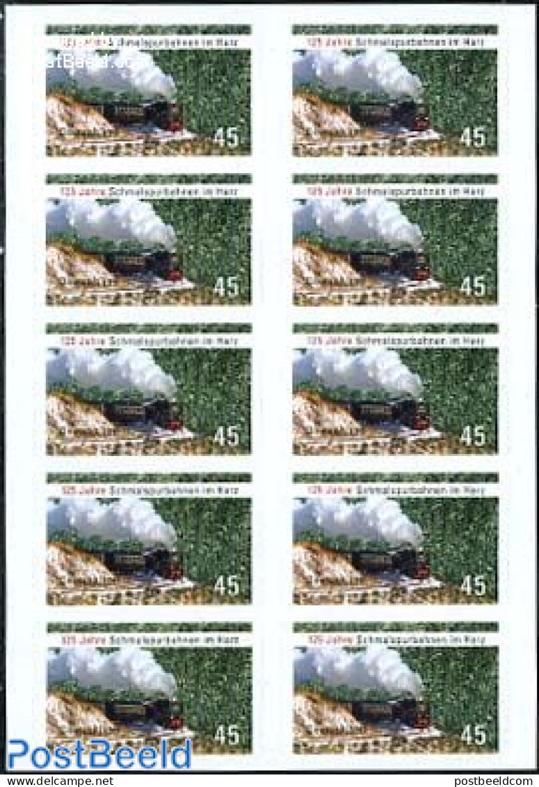 Germany, Federal Republic 2012 125 Years Narrow Railways In Harz Booklet S-a, Mint NH, Transport - Stamp Booklets - Ra.. - Nuovi