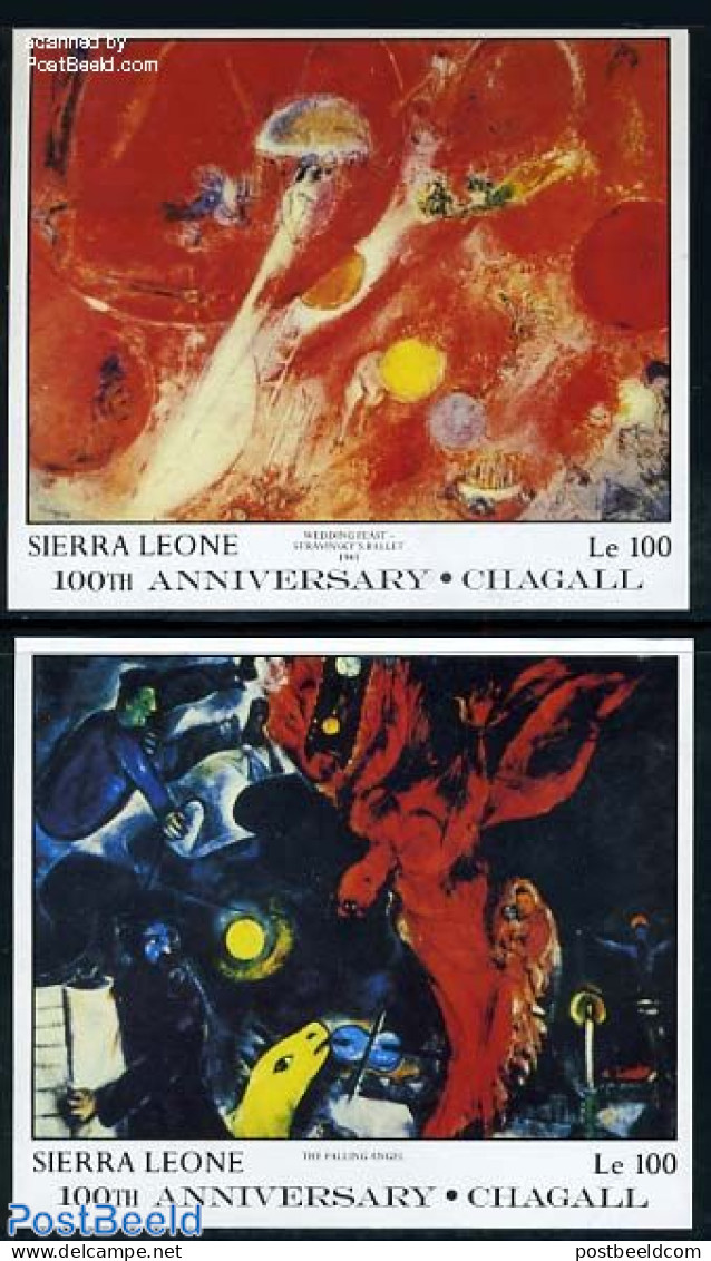 Sierra Leone 1987 Marc Chagall 2 S/s, Mint NH, Art - Modern Art (1850-present) - Paintings - Andere & Zonder Classificatie