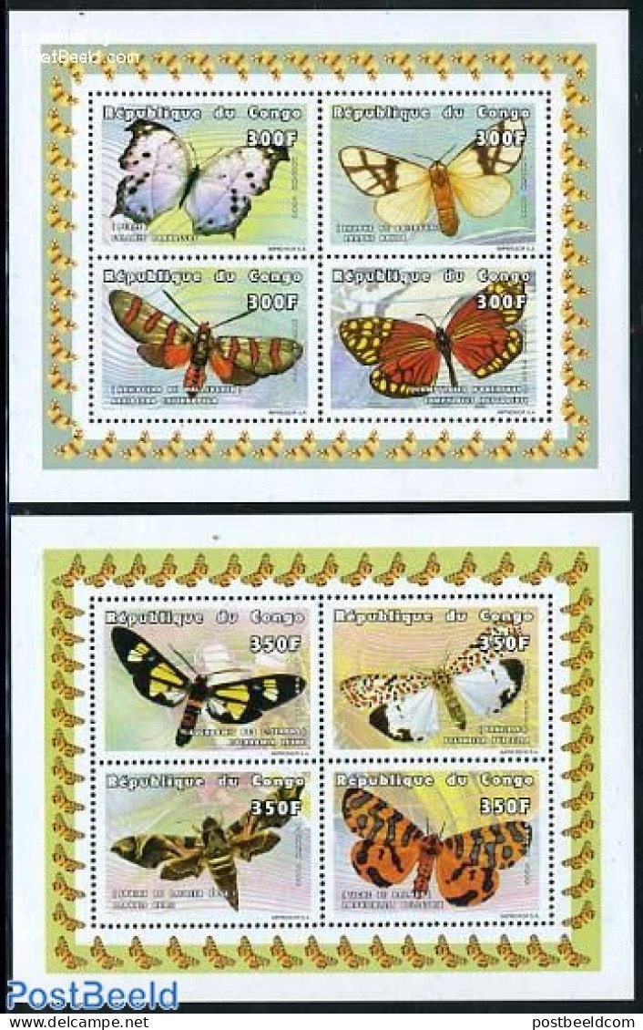 Congo Republic 1999 Butterflies 8v (2 M/s), Mint NH, Nature - Butterflies - Sonstige & Ohne Zuordnung