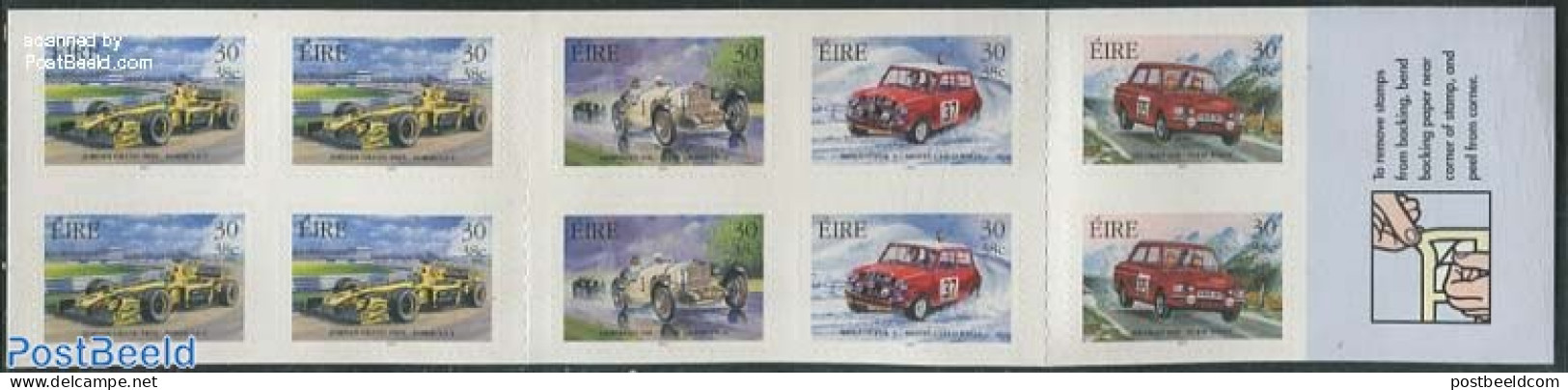 Ireland 2001 Irish Motorsports Booklet S-a, Mint NH, Sport - Transport - Autosports - Stamp Booklets - Automobiles - Unused Stamps