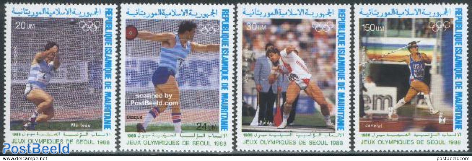 Mauritania 1988 Olympic Games Seoul 4v, Mint NH, Sport - Athletics - Olympic Games - Athletics