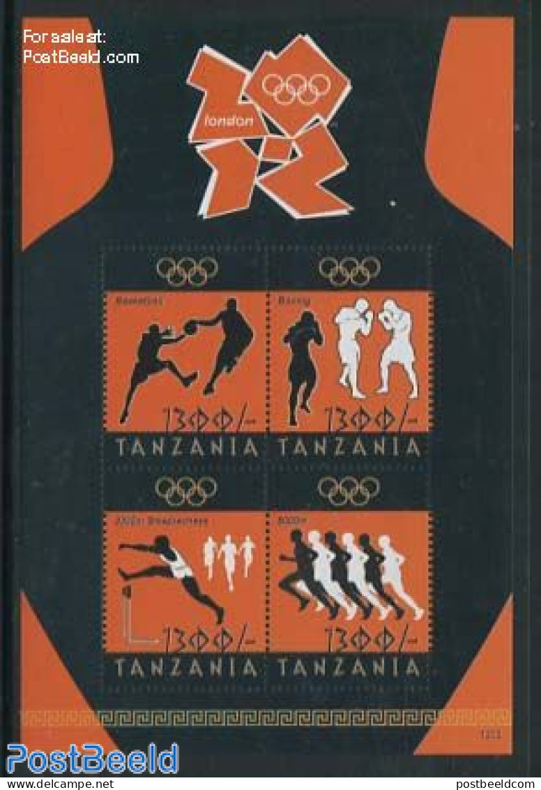 Tanzania 2012 Olympic Games London 4v M/s, Mint NH, Sport - Athletics - Basketball - Boxing - Olympic Games - Atletica