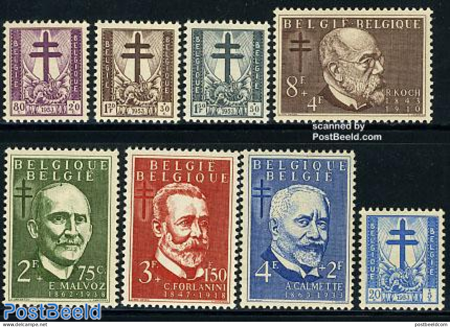 Belgium 1953 Anti Tuberculosis 8v, Unused (hinged), Health - History - Health - Nobel Prize Winners - Unused Stamps