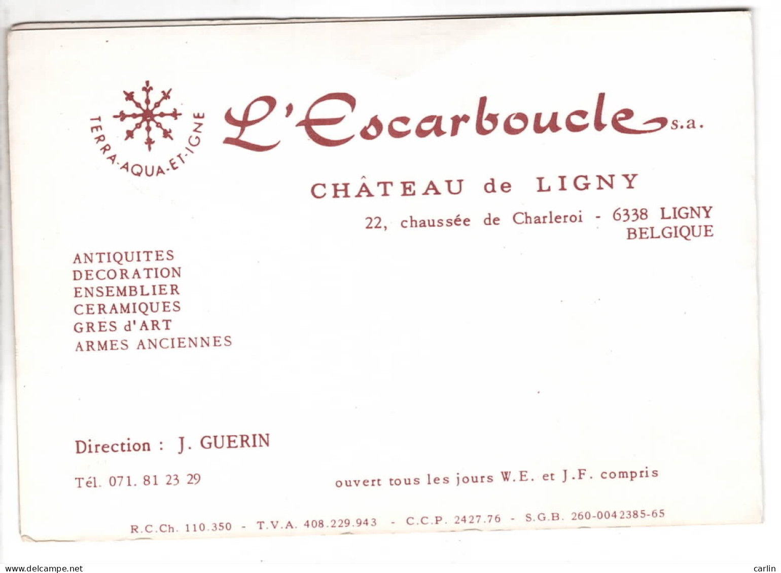 Château De Ligne Carte Publicitaire En 4 Volets Pour Une Exposition Des Poteries De Bouffioulx - Fleurus
