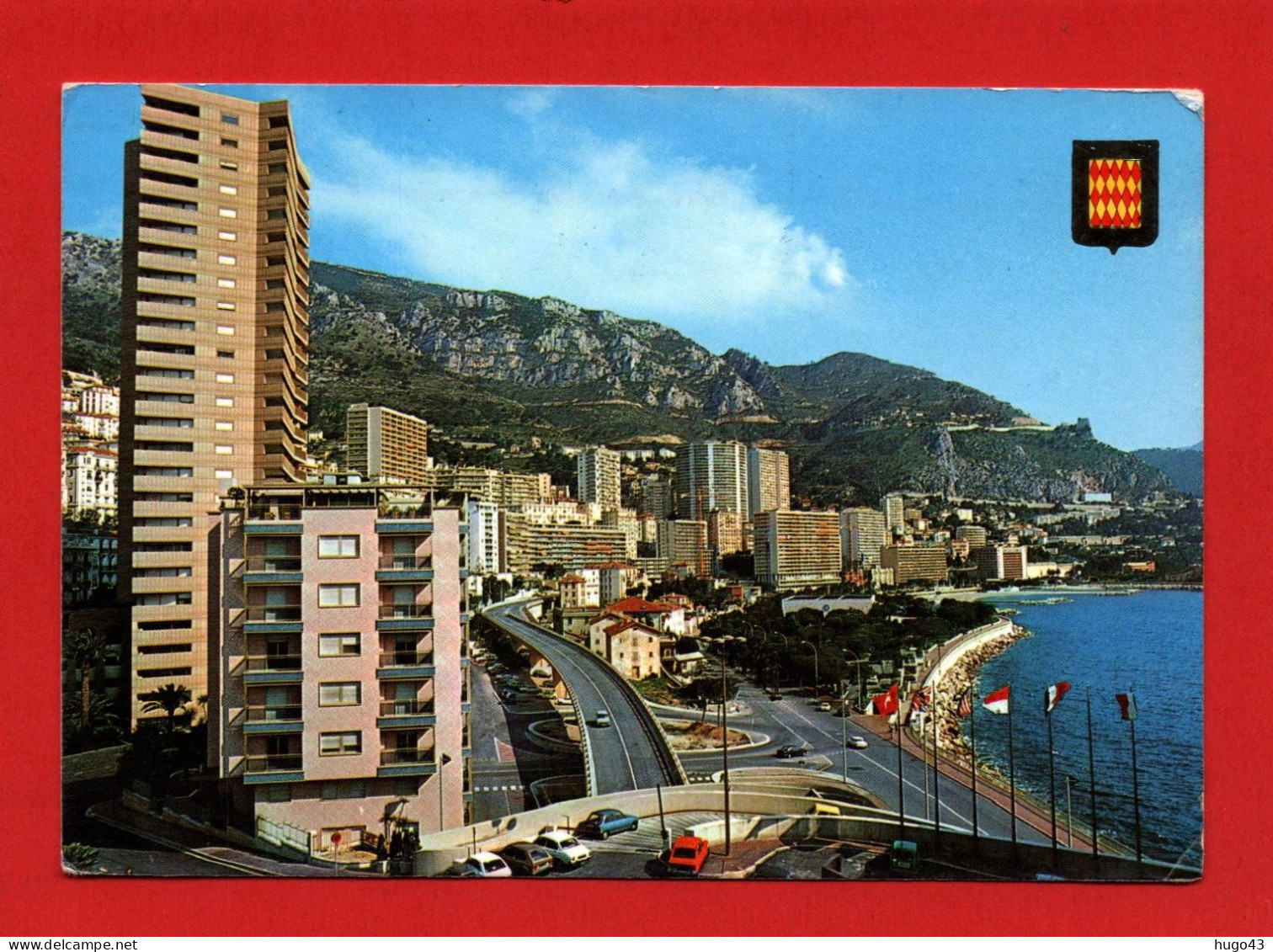 (RECTO / VERSO) MONACO EN 1974 - VUE GENERALE N° 281A - BEAU TIMBRE ET FLAMME - CPSM GF - Monte-Carlo