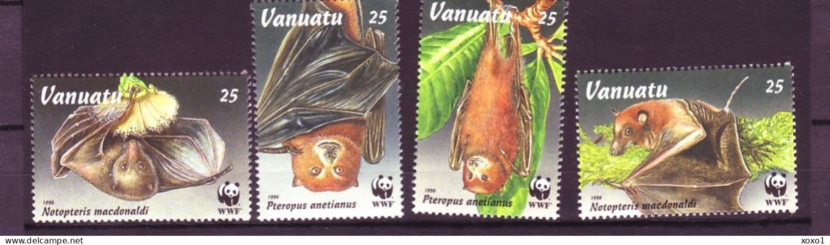 Vanuatu 1996 MiNr. 1004 - 1009 WWF Mammals Bats Insular Flying Fox, Fijian Blossom Bat  4v  MNH** 3.60 € - Vanuatu (1980-...)