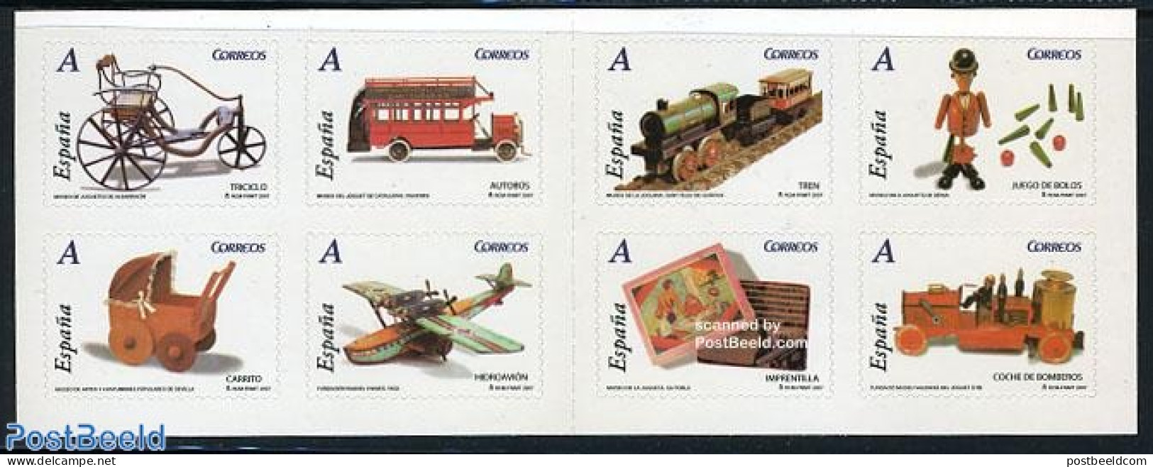 Spain 2007 Toys Museum 8v S-a In Foil Booklet, Mint NH, Transport - Various - Stamp Booklets - Fire Fighters & Prevent.. - Nuovi
