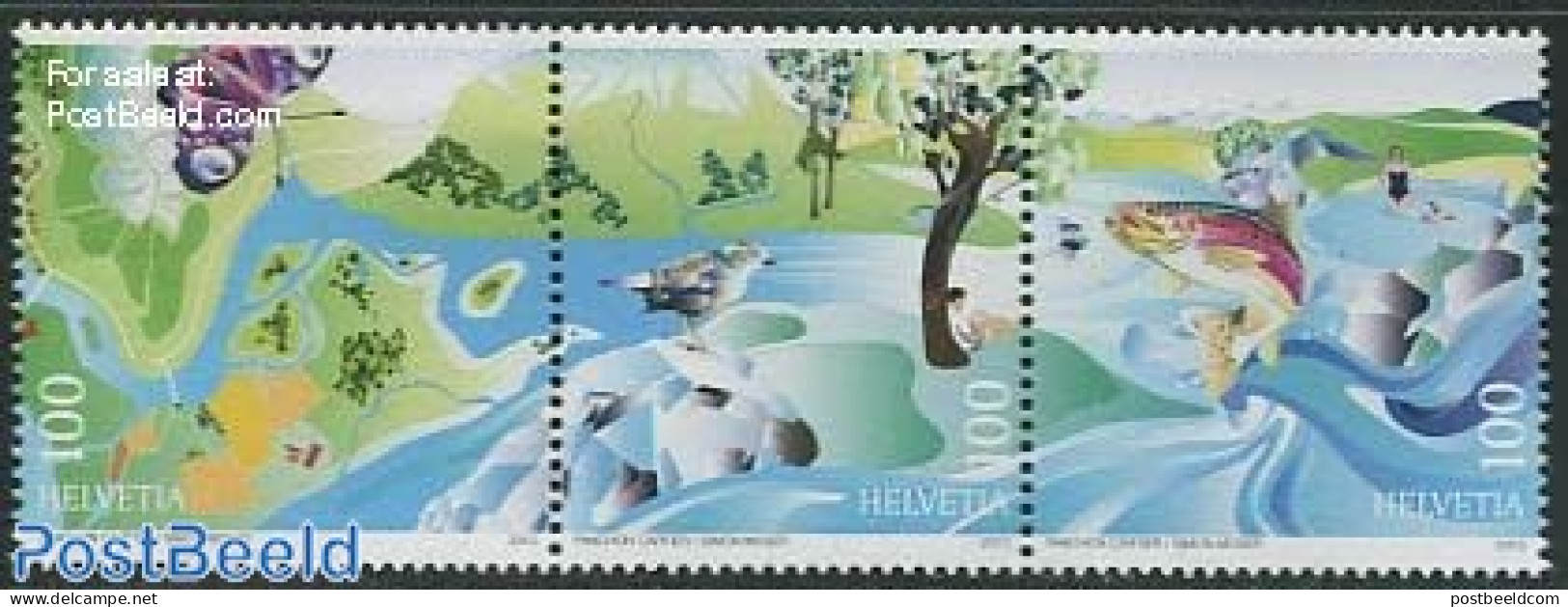 Switzerland 2013 Renaturisation 3v [::], Mint NH, Nature - Various - Birds - Butterflies - Environment - Fish - Maps - Unused Stamps