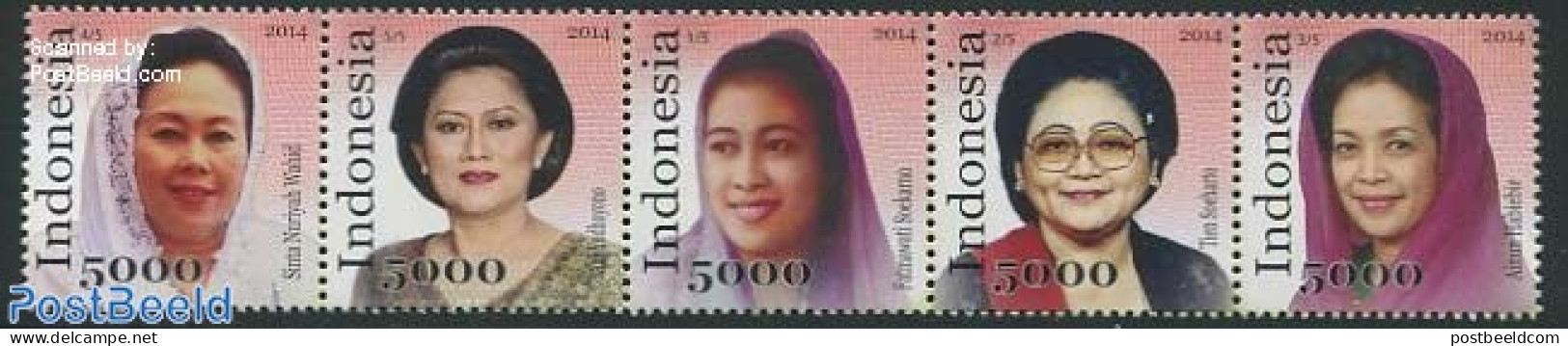 Indonesia 2014 First Ladies 5v [::::], Mint NH, History - Women - Unclassified