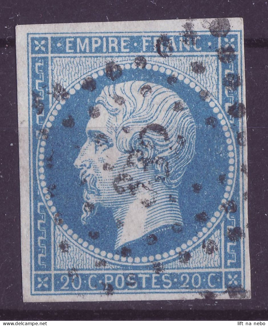 FRANCE 1853-1860 20 C Bleu YT N°14 Oblitéré - 1853-1860 Napoléon III.