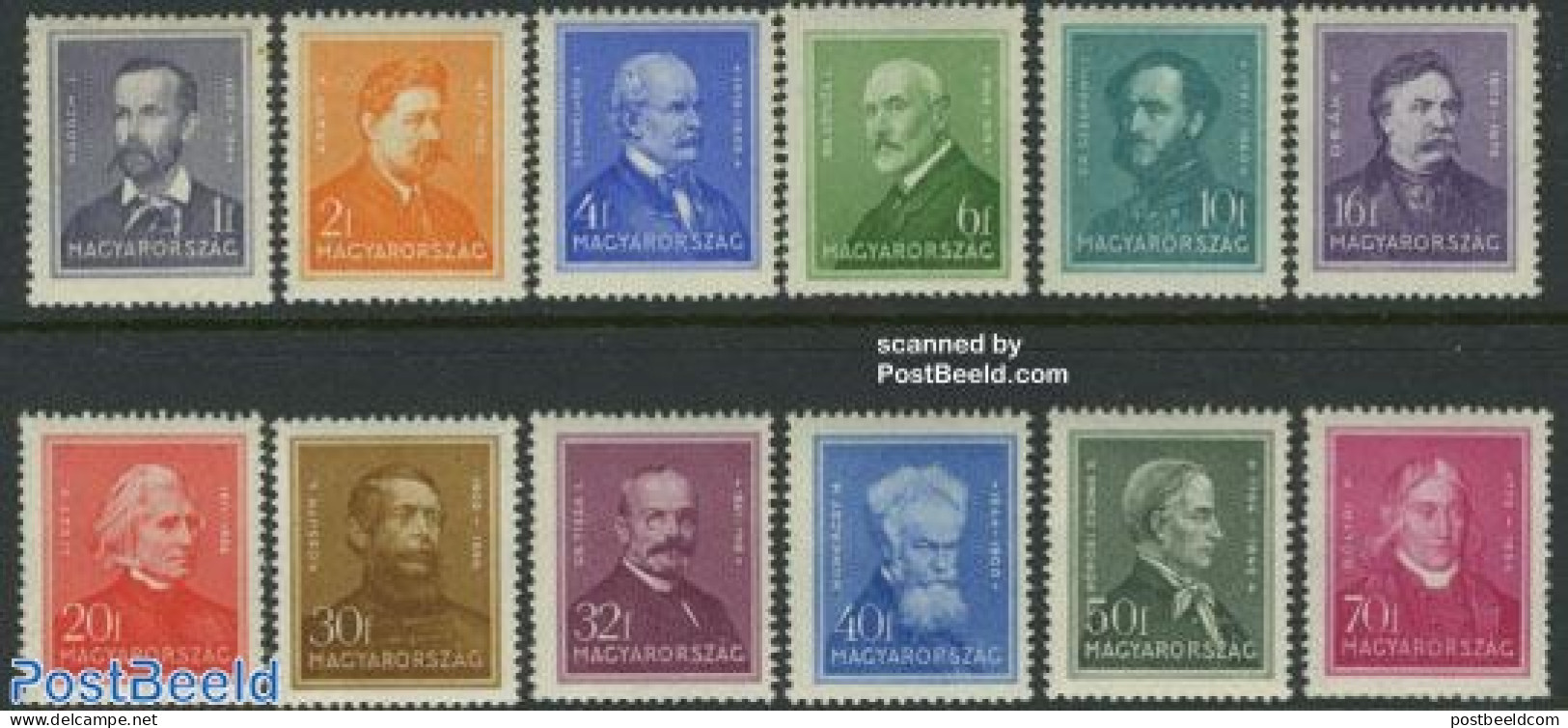Hungary 1932 Famous Persons 12v, Unused (hinged), Health - History - Performance Art - Science - Health - Politicians .. - Unused Stamps