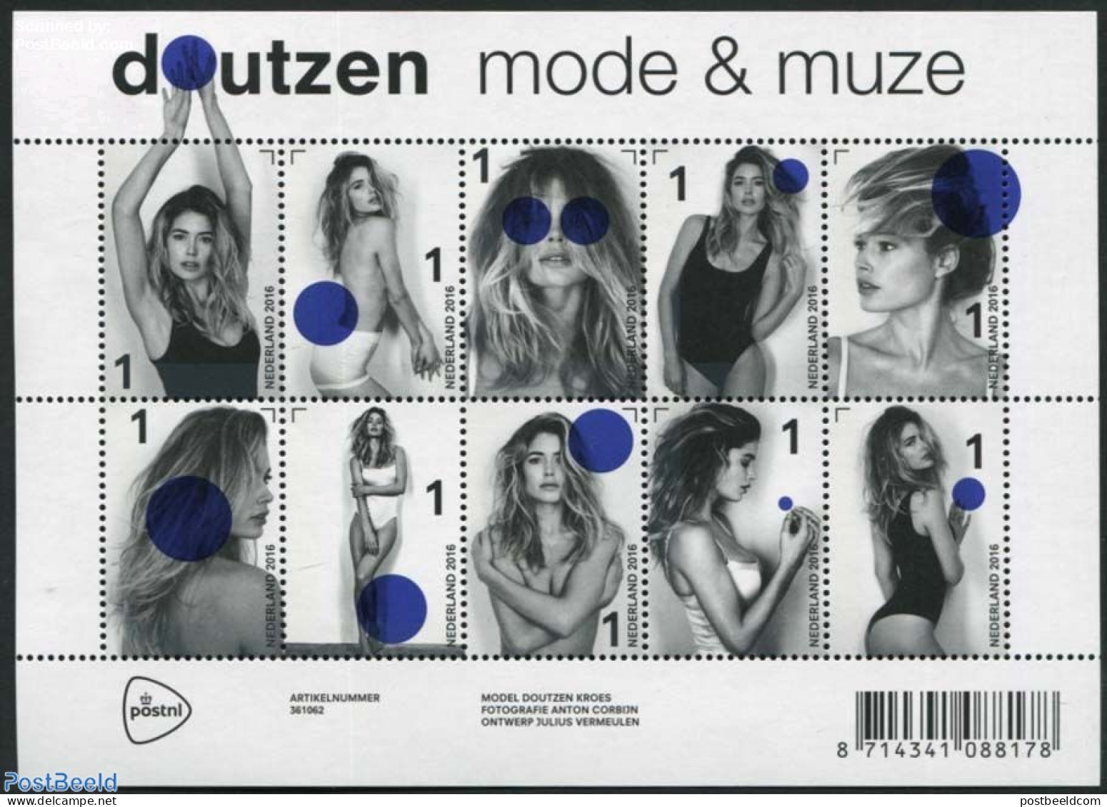 Netherlands 2016 Doutzen Kroes 10v M/s, Mint NH, History - Women - Art - Photography - Ungebraucht