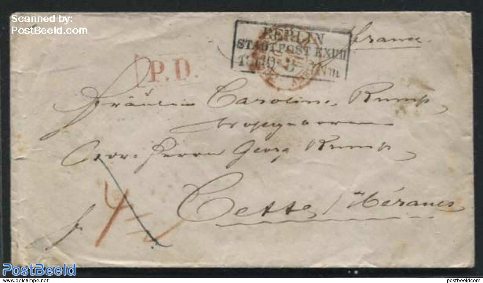 Germany, Berlin 1861 Letter, Berlin Stadtpost To Cette, Postal History - Otros & Sin Clasificación