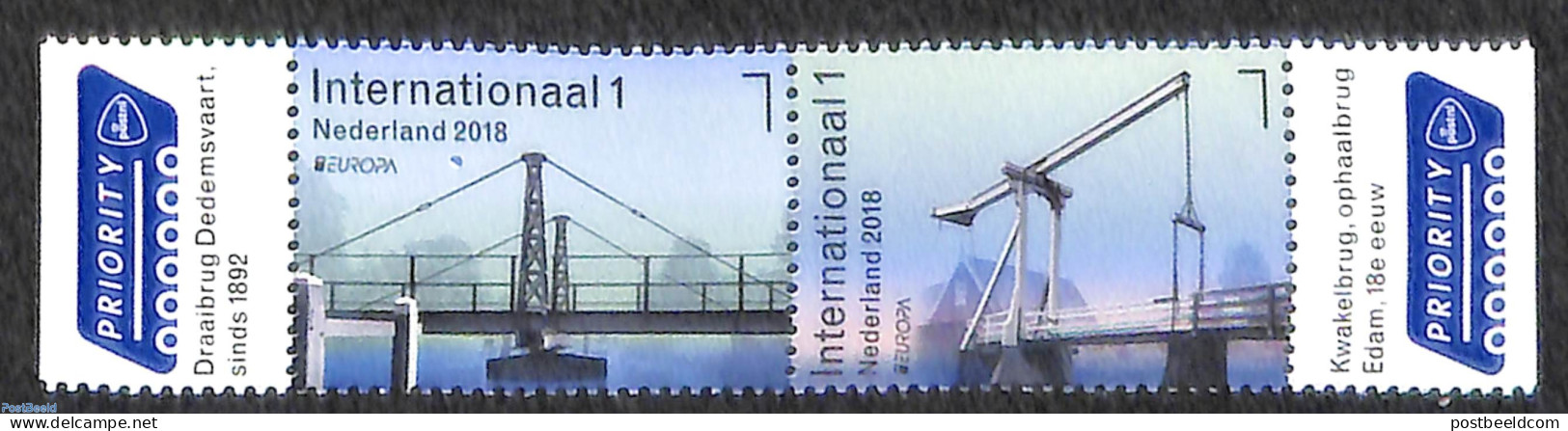 Netherlands 2018 Europa, Bridges 2v [:], Mint NH, History - Europa (cept) - Art - Bridges And Tunnels - Unused Stamps