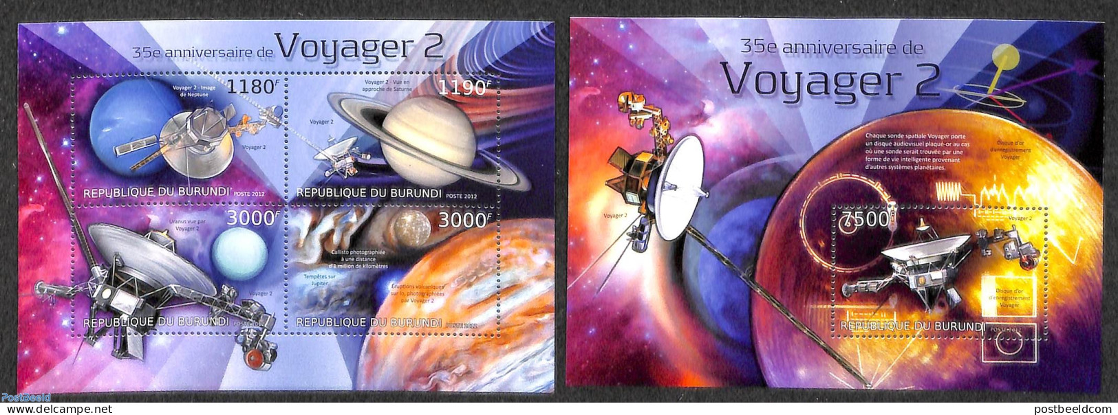 Burundi 2012 Voyager 2,  2 S/s, Mint NH, Transport - Space Exploration - Other & Unclassified