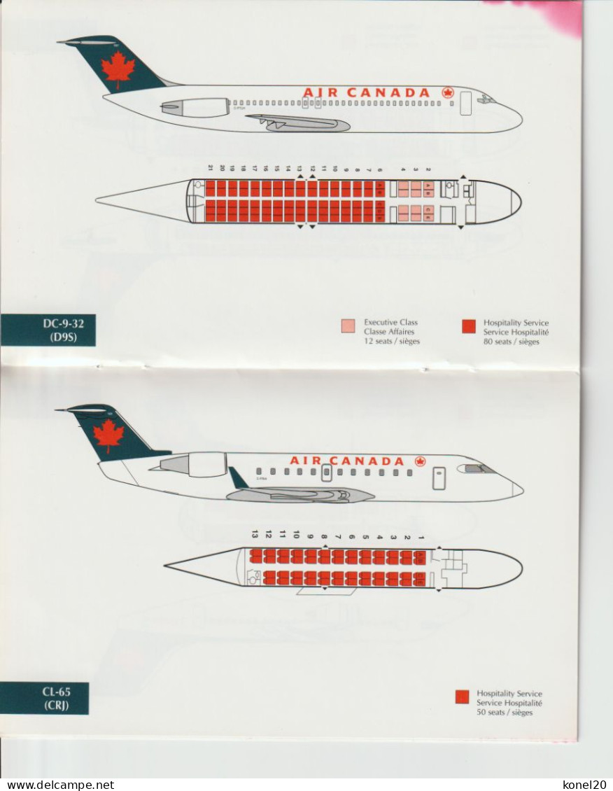 small booklet Air Canada fleet aircraft configurations