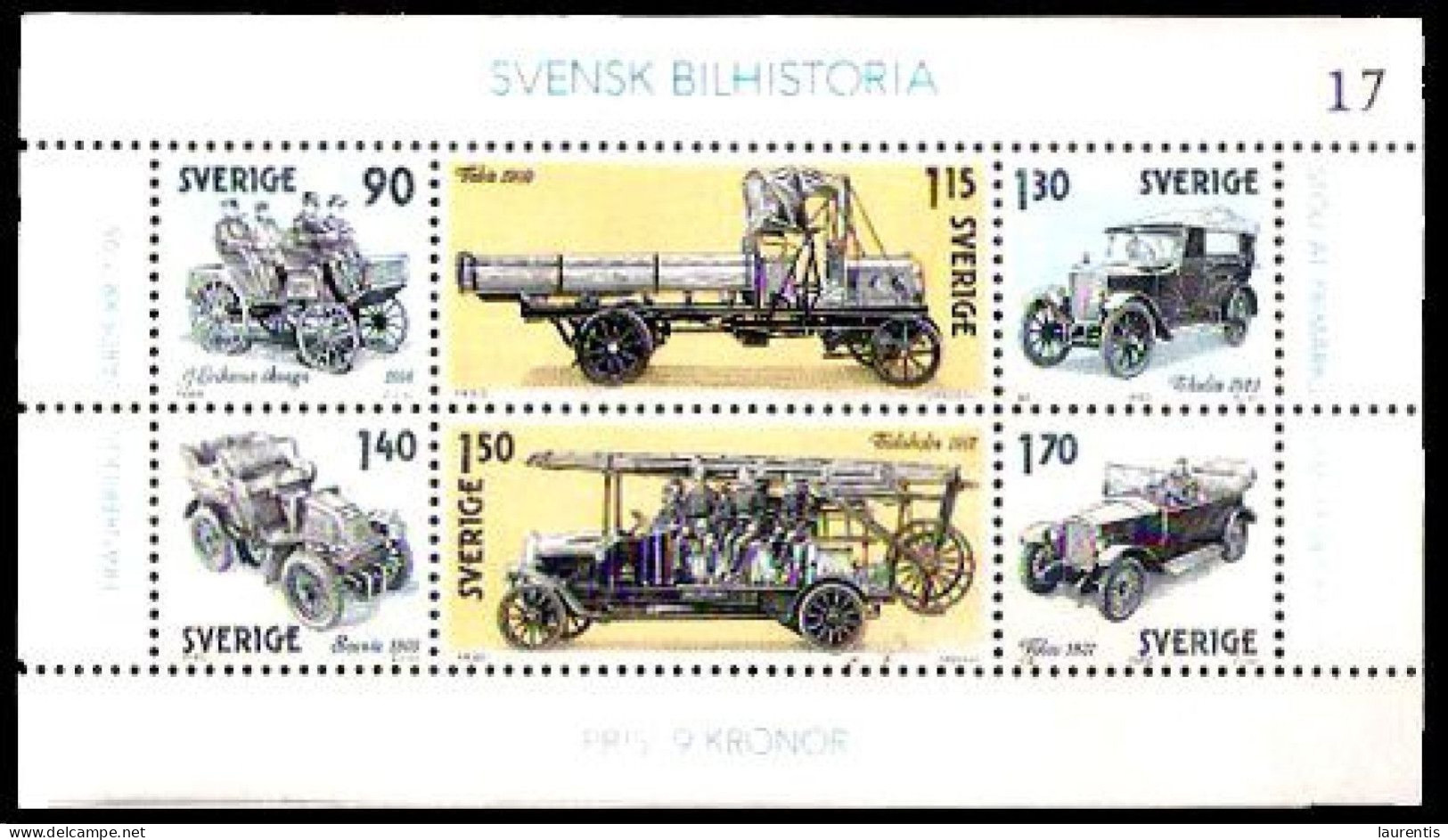 628  Voitures - Cars - Sweden Yv 8 - No Gum - Free Shipping (see Description) - 1,75 - Coches