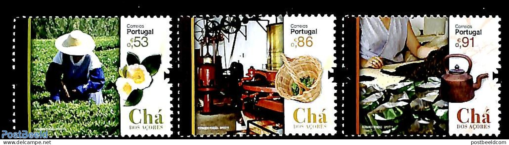 Azores 2019 Tea Production 3v, Mint NH, Health - Various - Food & Drink - Agriculture - Ernährung