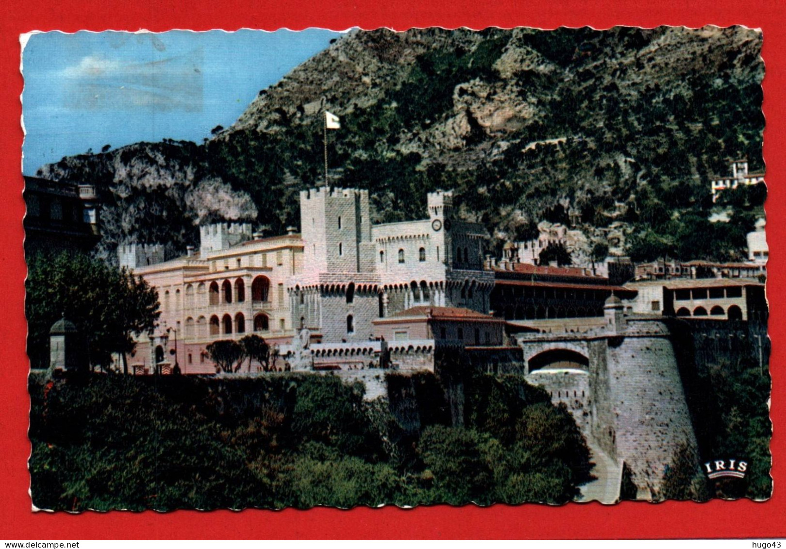 (RECTO / VERSO)  MONACO EN 1959 - LE PALAIS PRINCIER - BEAU TIMBRE ET FLAMME - CRAQUELURES - FORMAT CPA - Fürstenpalast