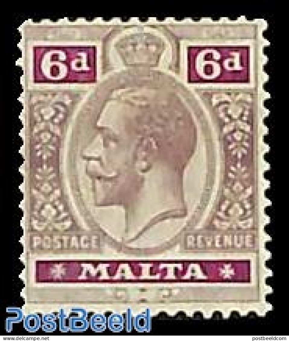 Malta 1914 6d Brownviolet/lila, Stamp Out Of Set, Unused (hinged) - Malta