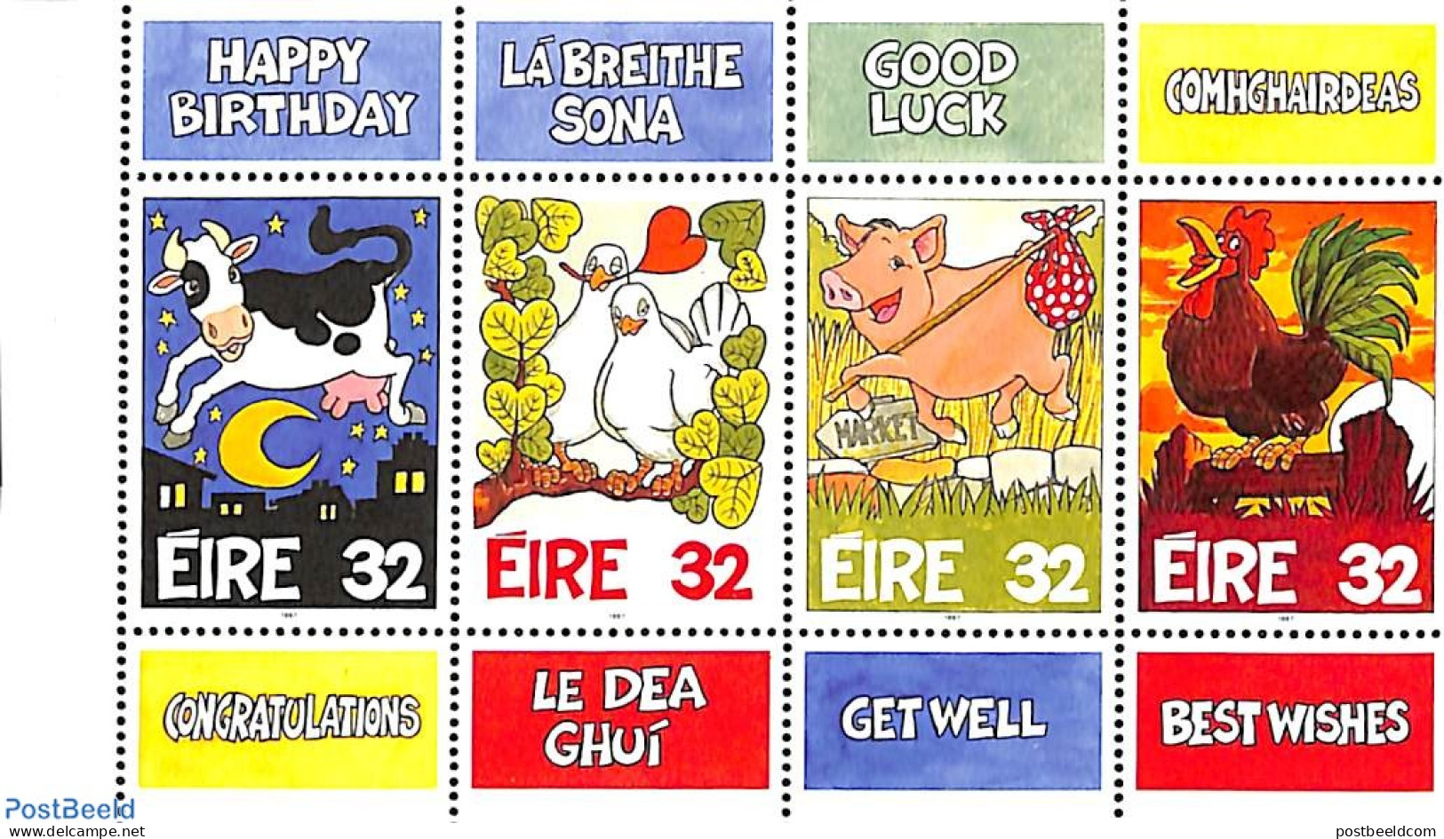 Ireland 1997 Greeting Stamps Booklet Pane, Mint NH, Nature - Poultry - Ongebruikt