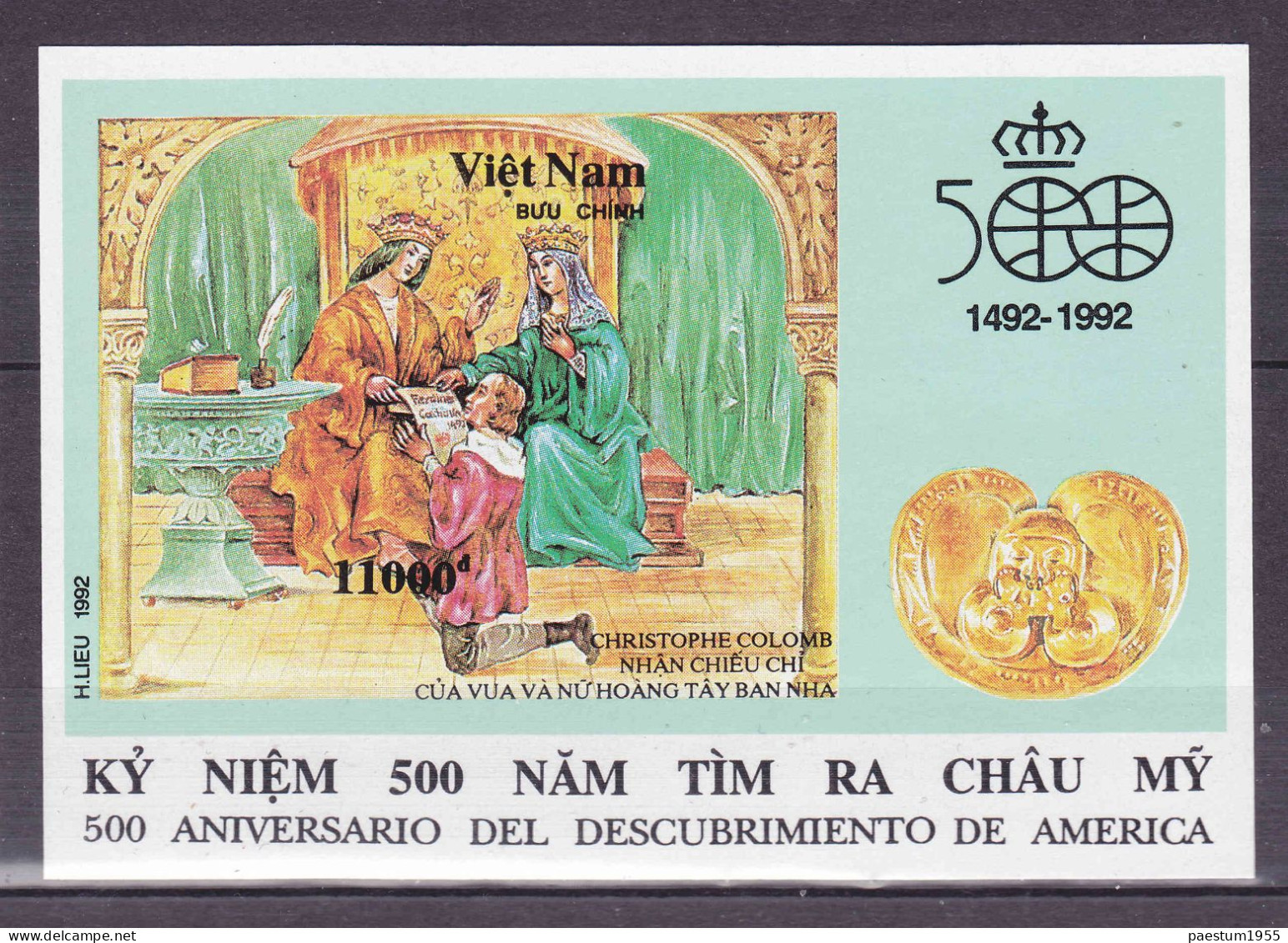 Feuillet Neuf** MNH 1992 Viêt-Nam Vietnam 1442-1992 Découverte De L'Amérique Par Christophe Colomb Mi:VN BL95U - Viêt-Nam