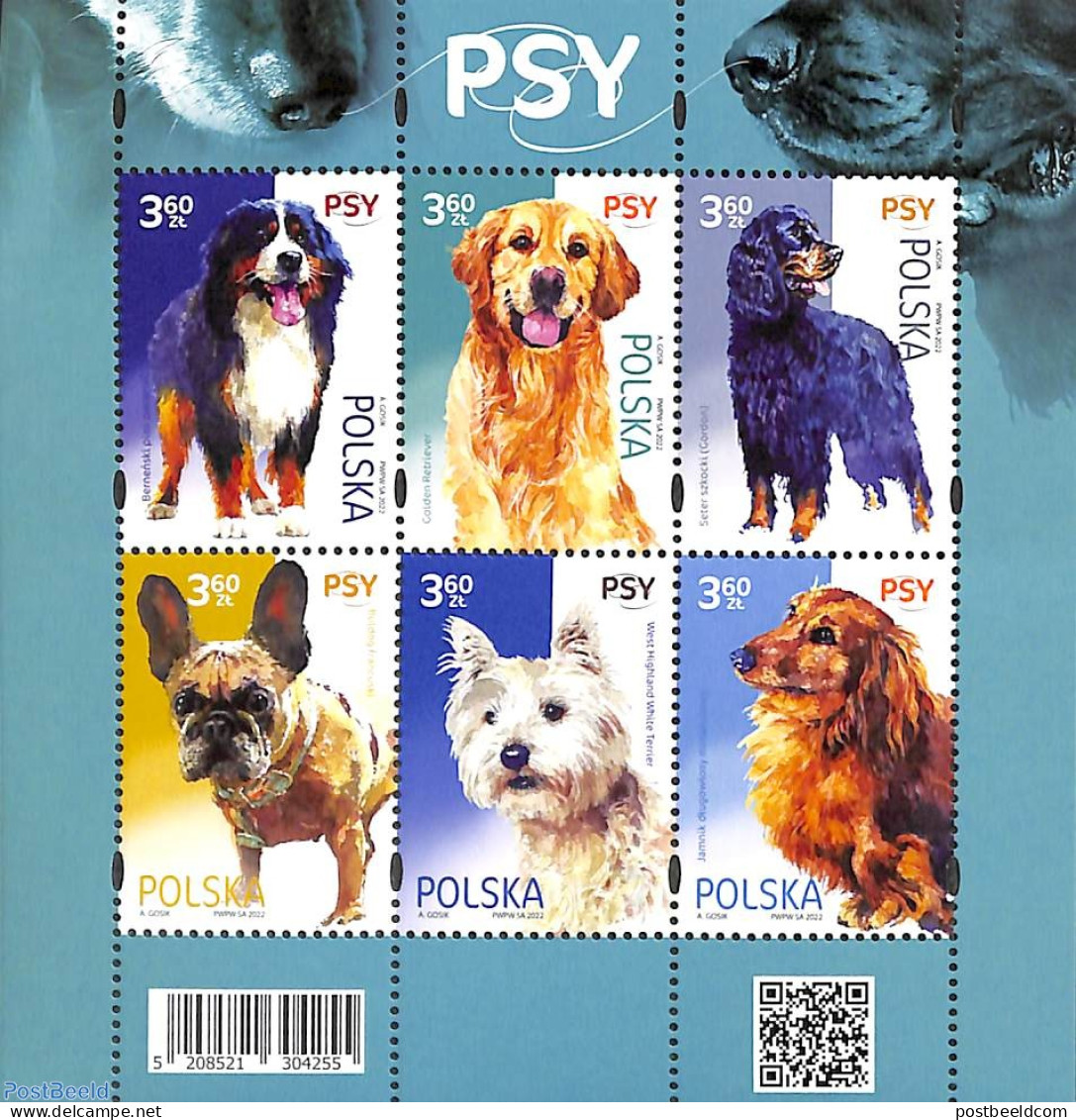 Poland 2022 Dogs 6v M/s, Mint NH, Nature - Dogs - Unused Stamps
