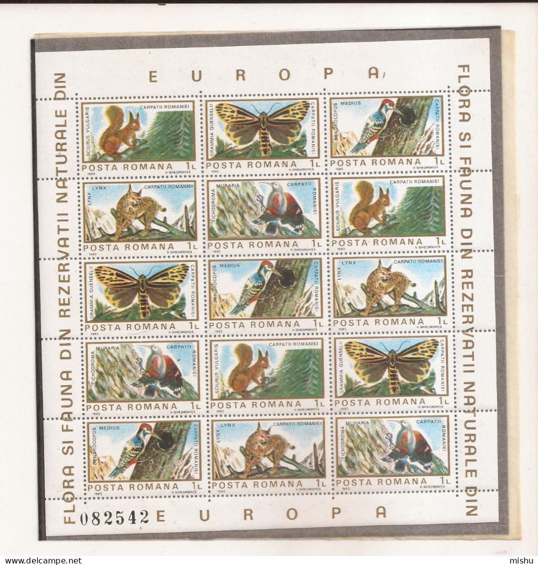 LP 1084 Romania -1983- FLORA SI FAUNA REZERVATII NATURALE EUROPA PERECHE BLOCURI - Altri & Non Classificati