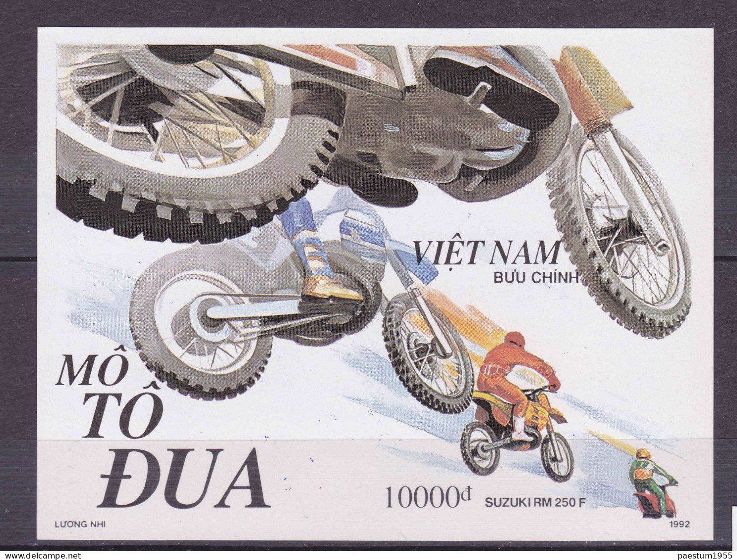 Feuillet Neuf** MNH 1992 Viêt-Nam Vietnam Faune  Courses Motocyclistes Suzuki RM 250F Mi:VN BL97U Yt:VN BF73ND - Viêt-Nam