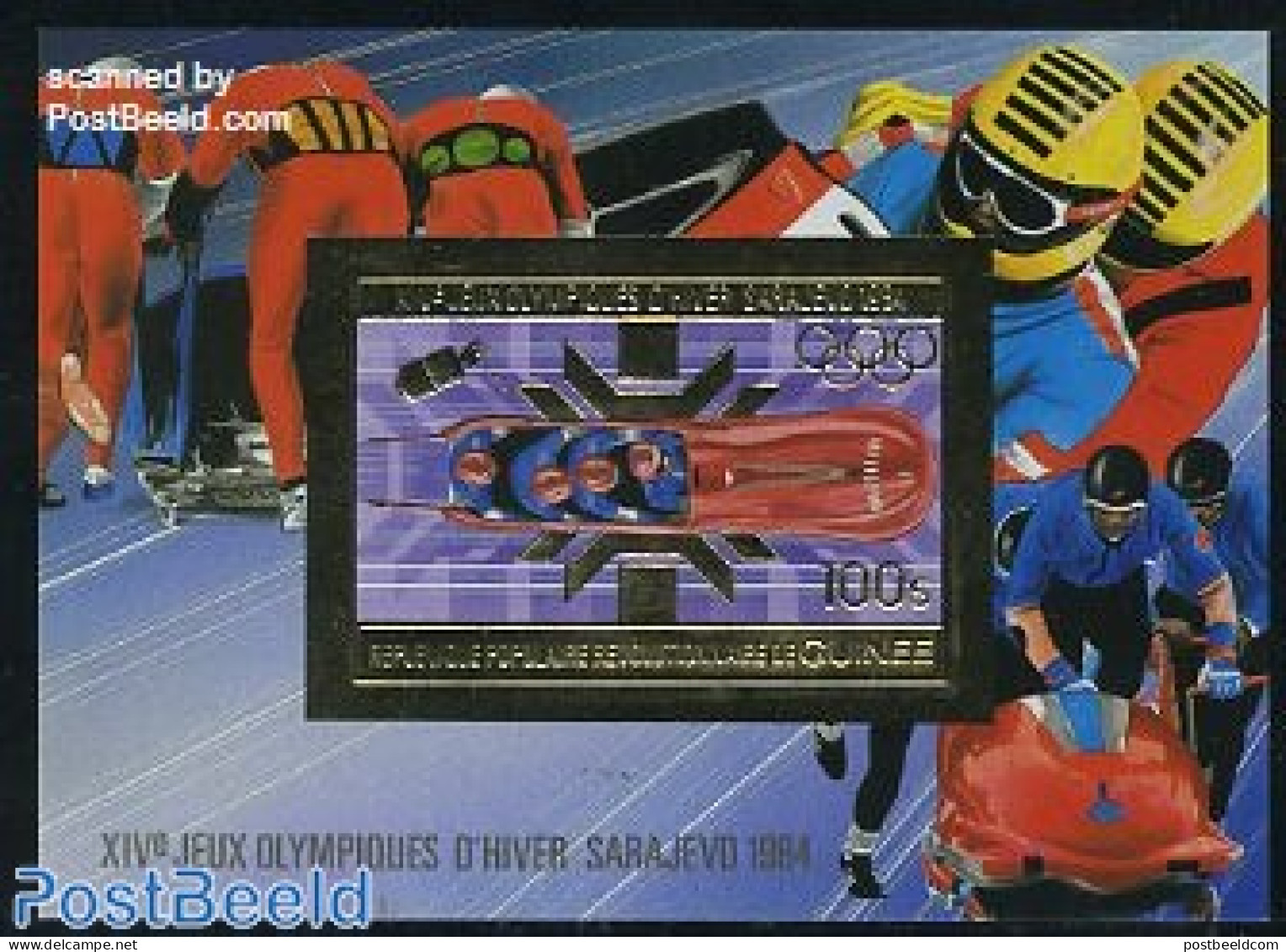 Guinea, Republic 1983 Olympic Winter Games S/s Imperforated, Gold, Unused (hinged), Sport - Transport - (Bob) Sleigh S.. - Hiver