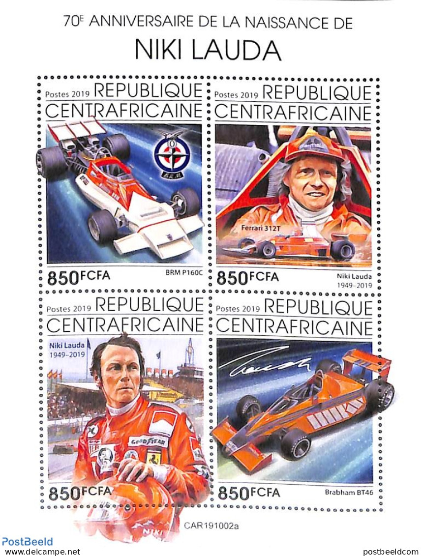 Central Africa 2019 Niki Lauda 4v M/s, Mint NH, Sport - Autosports - Central African Republic