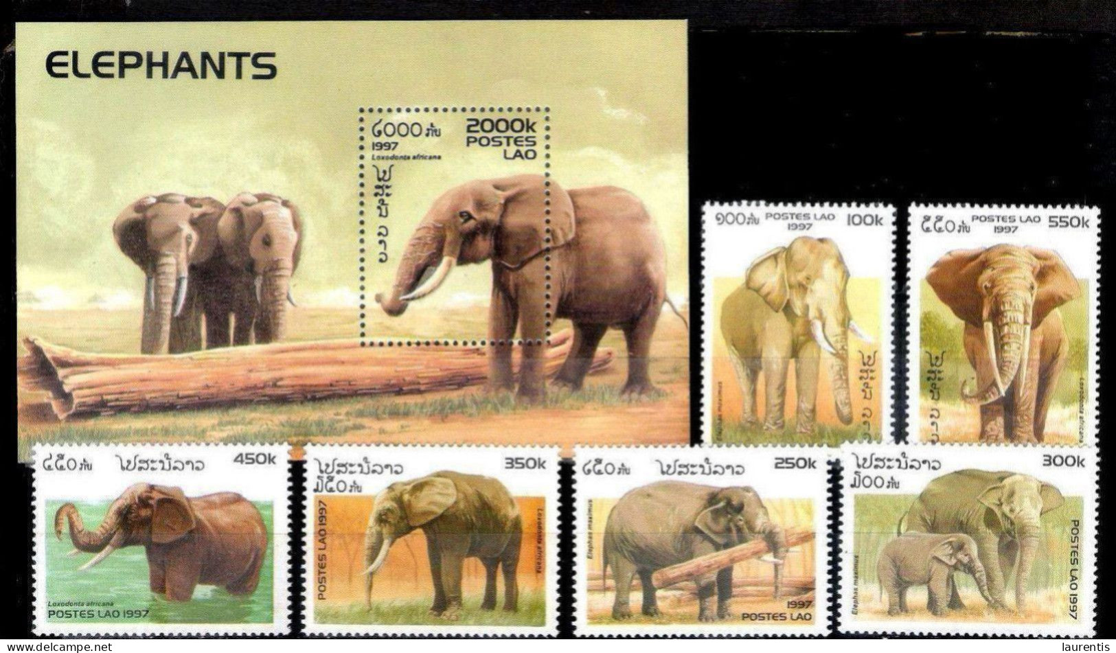 1295  Elephants - Lao 1997 - MNH - 2,25 -- - Elefanti