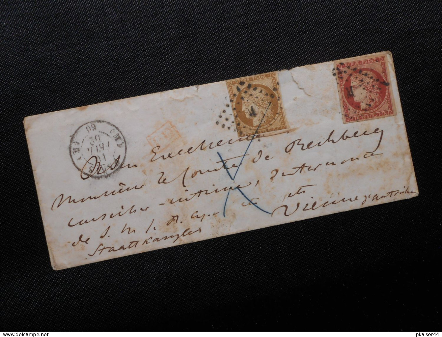 F Mi 1a/ 7a   Brief  10C/ 1Fr  - 1849 - Mi 1400 € - Post An Die Staatskanzlei In Wien - 1849-1850 Ceres