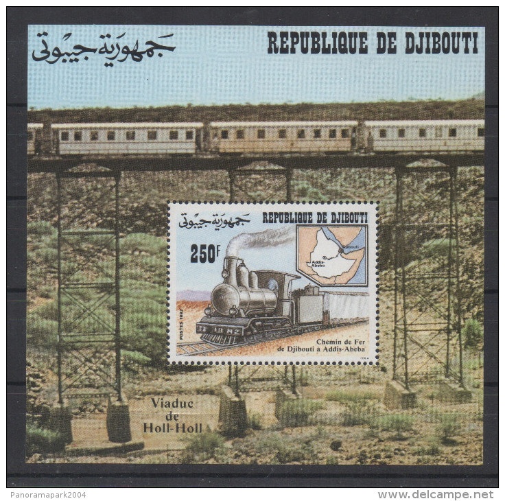 Djibouti Dschibuti 1992 Bloc Souvenir Sheet Block Chemin De Fer Addis-Abeba Train Eisenbahn Railways Mi. Bl. 147 - Dschibuti (1977-...)