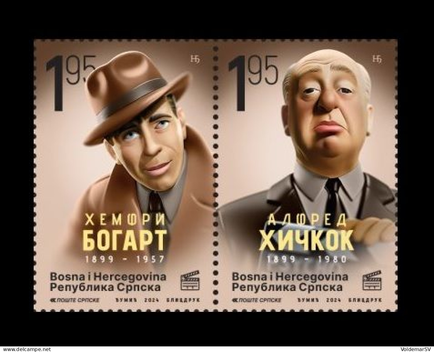 Bosnia And Herzegovina (Serbian) 2024 Mih. 943/44 Cinema Legends. Humphrey Bogart And Alfred Hitchcock MNH ** - Bosnië En Herzegovina