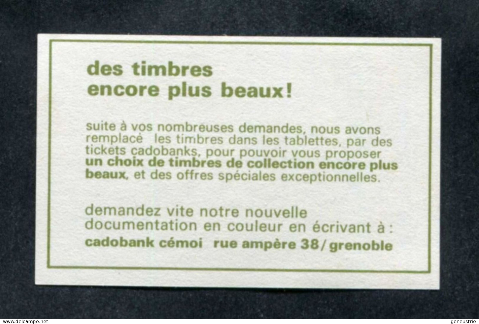Petit Billet Publicitaire "100 Cent - Cadobanks - Chocolat Cémoi à Grenoble" - Specimen