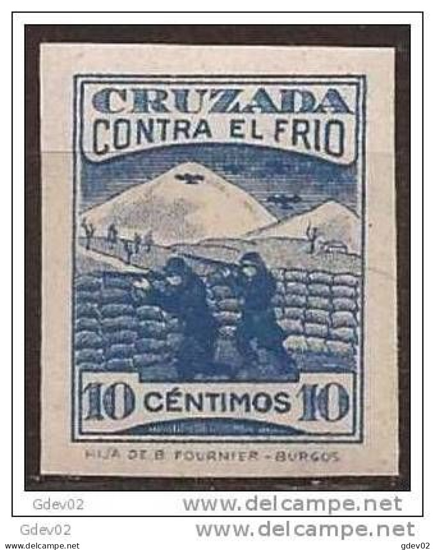 CCF13-LM26-TESPGUERR.Spain.Espag Ne.BENEFICENCIA.CRUZADA  CONTRA EL FRIO.1937(Galvez  13s**) Sin Charnela .RAROS - War Tax