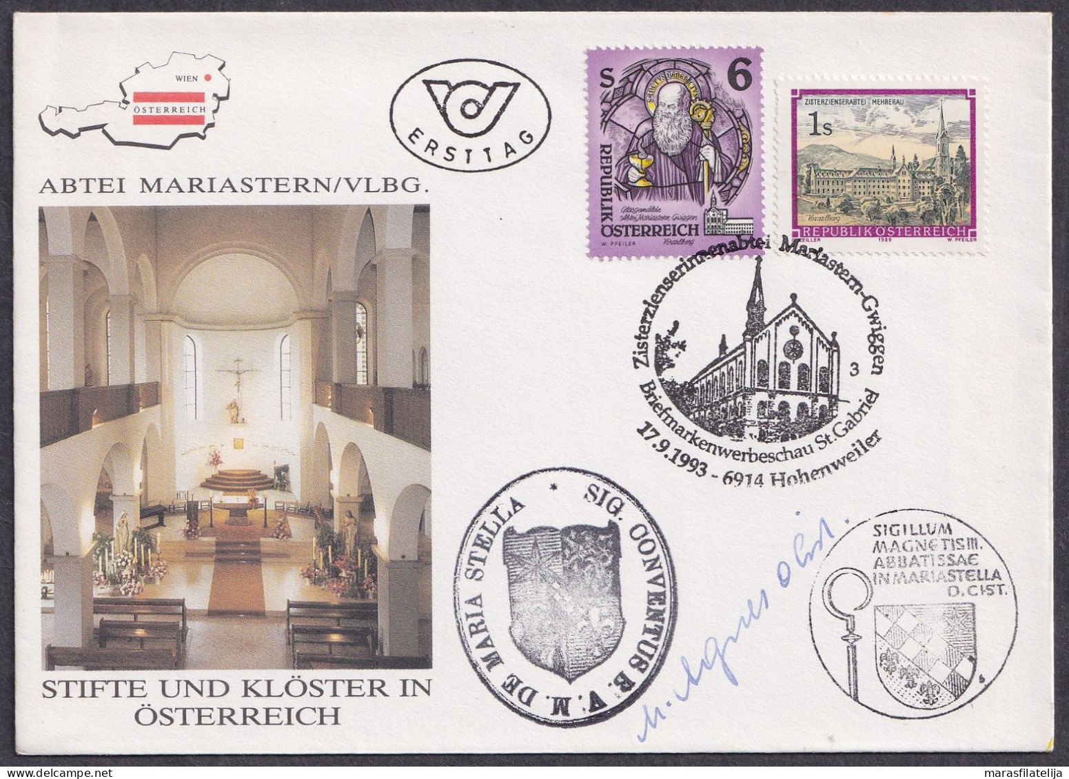 Austria 1993, Cistercian Abbey In Gwiggen, Special Postmark And Cover II - Other & Unclassified
