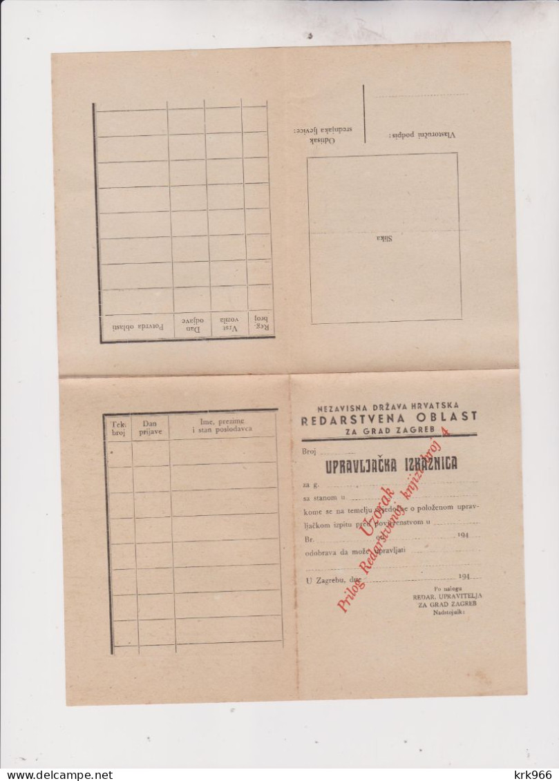 CROATIA WW II  Document  SPECIMEN - Historische Dokumente