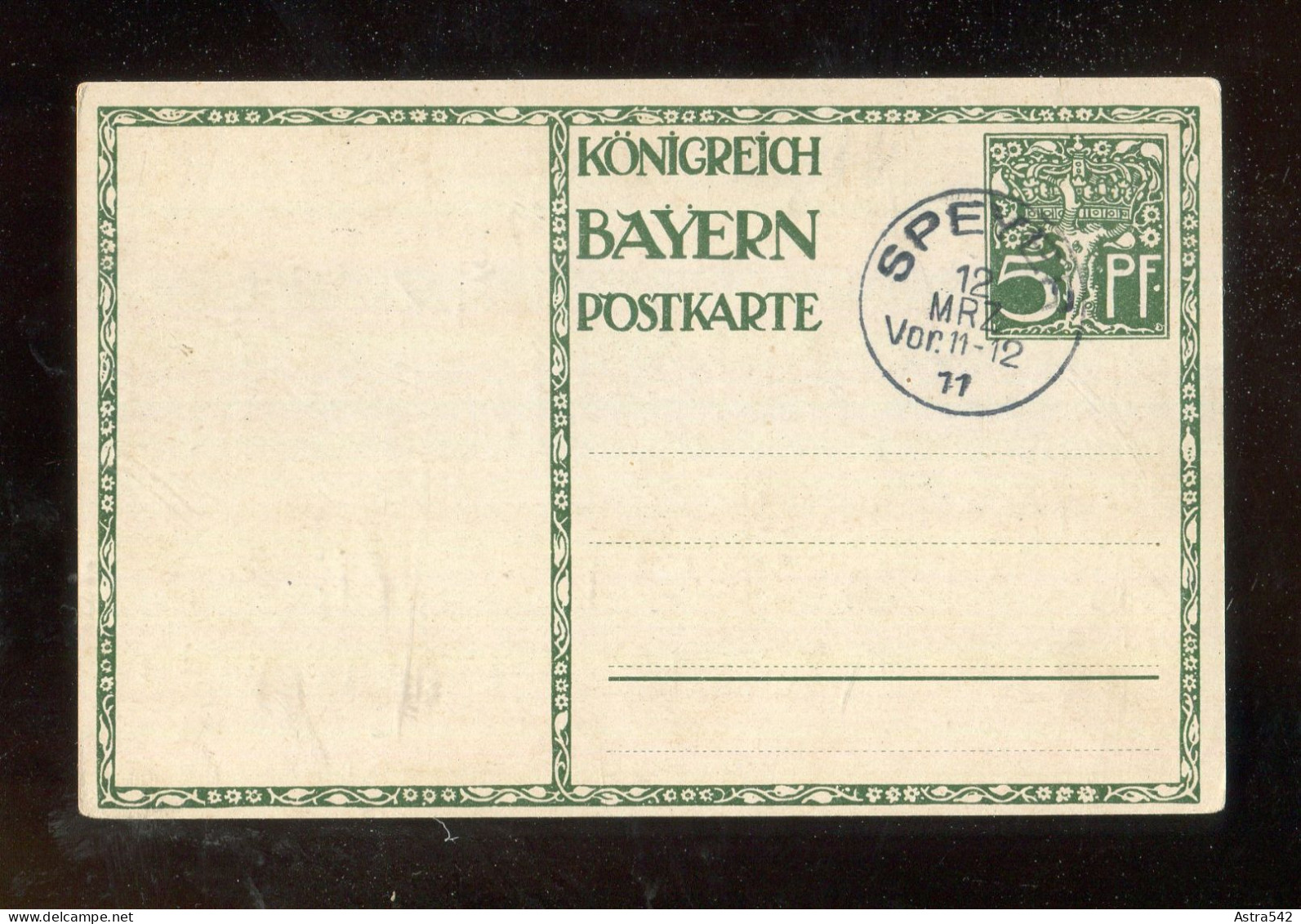"BAYERN" 1911, Sonderpostkarte Mi. P 91/01 "Geburtstag Prinzregent Luitpold" Mit K1 "SPEYER" (A1243) - Interi Postali