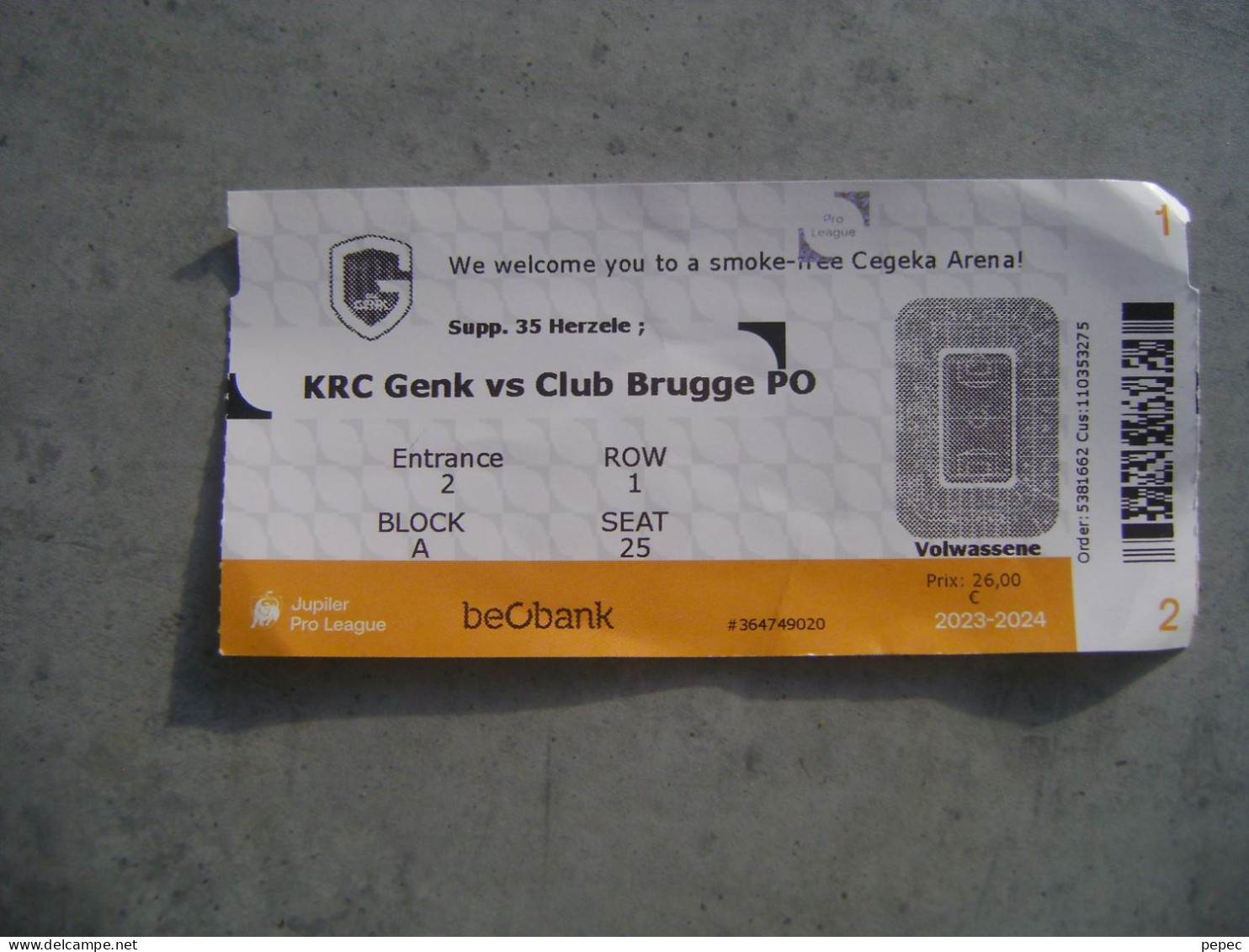 KRC GENK - CLUB BRUGGE  2023/2024 - Biglietti D'ingresso