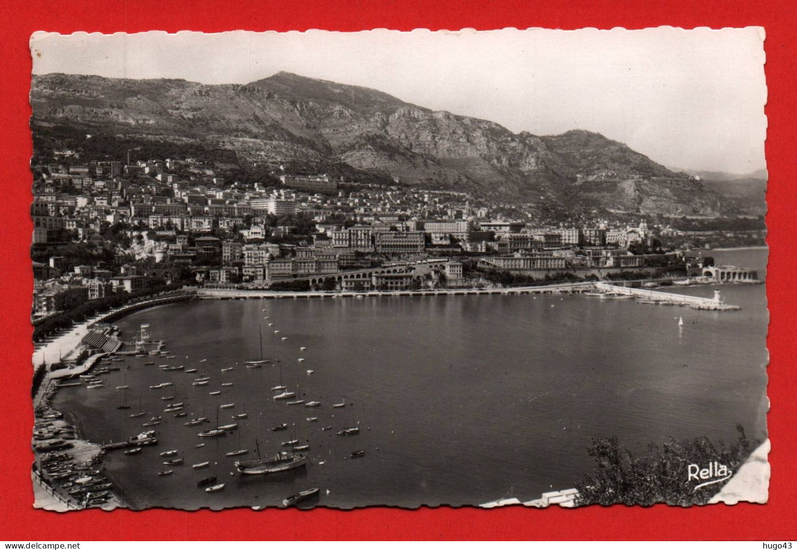 (RECTO / VERSO) MONTE CARLO VU DE MONACO EN 1953 - N° 2807 - BEAU TIMBRE ET FLAMME DE MONACO -  FORMAT CPA - Monte-Carlo