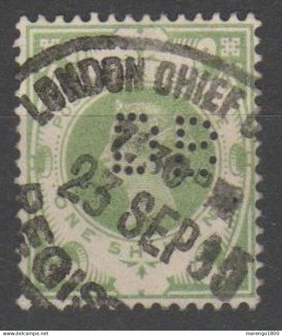 GB 1887 - Effigie 1 S. Verde Perfin DB - Perfin