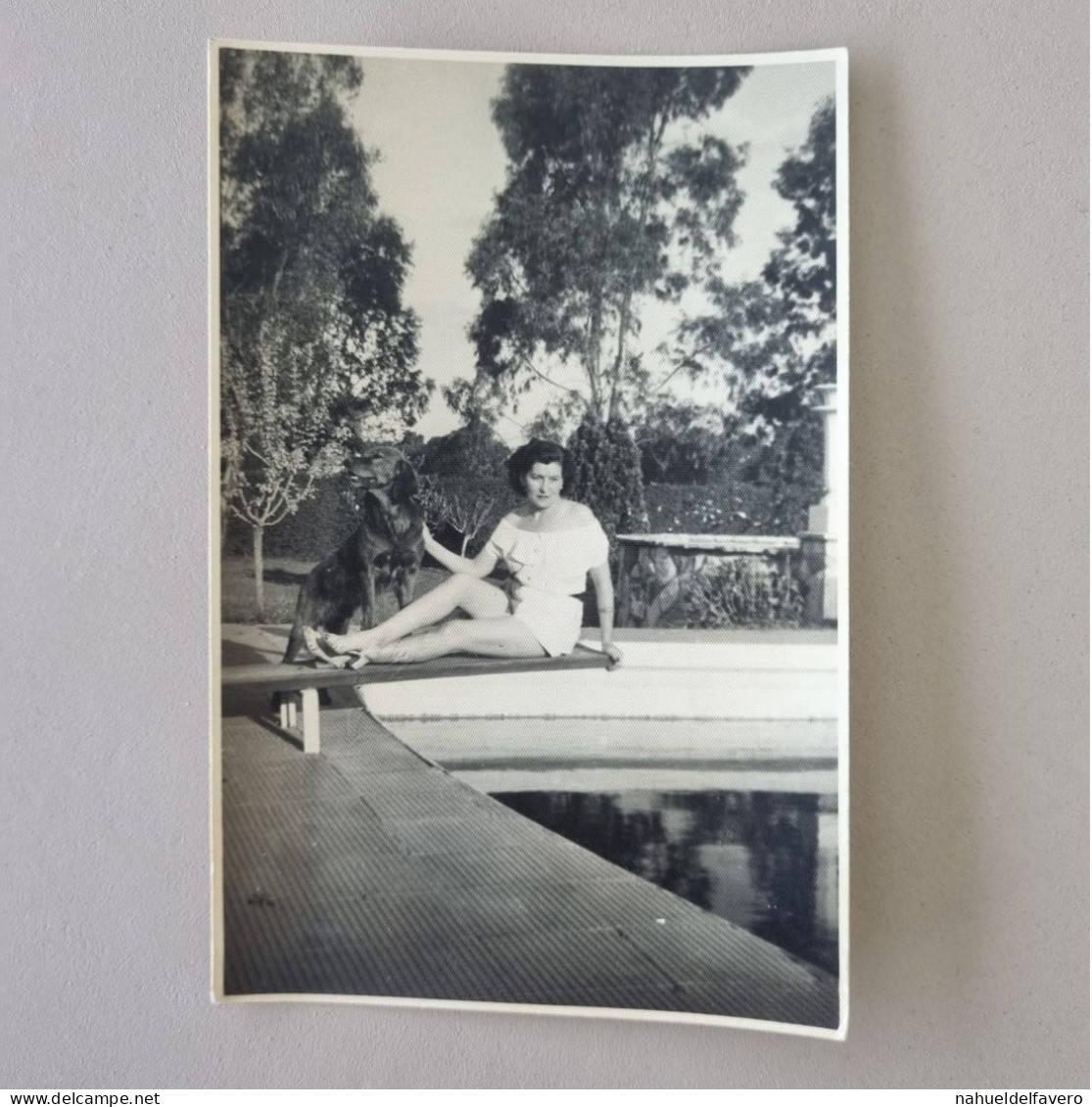 PH - Ph Original - Femme Allongée Au Bord De La Piscine Avec Son Chien - Anonyme Personen