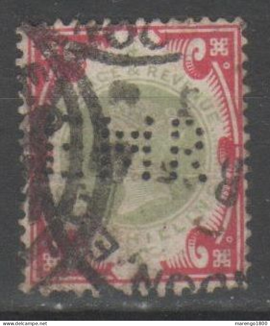 GB 1887 - Effigie 1 S. Rosso E Verde Perfin EMR - Gezähnt (perforiert)