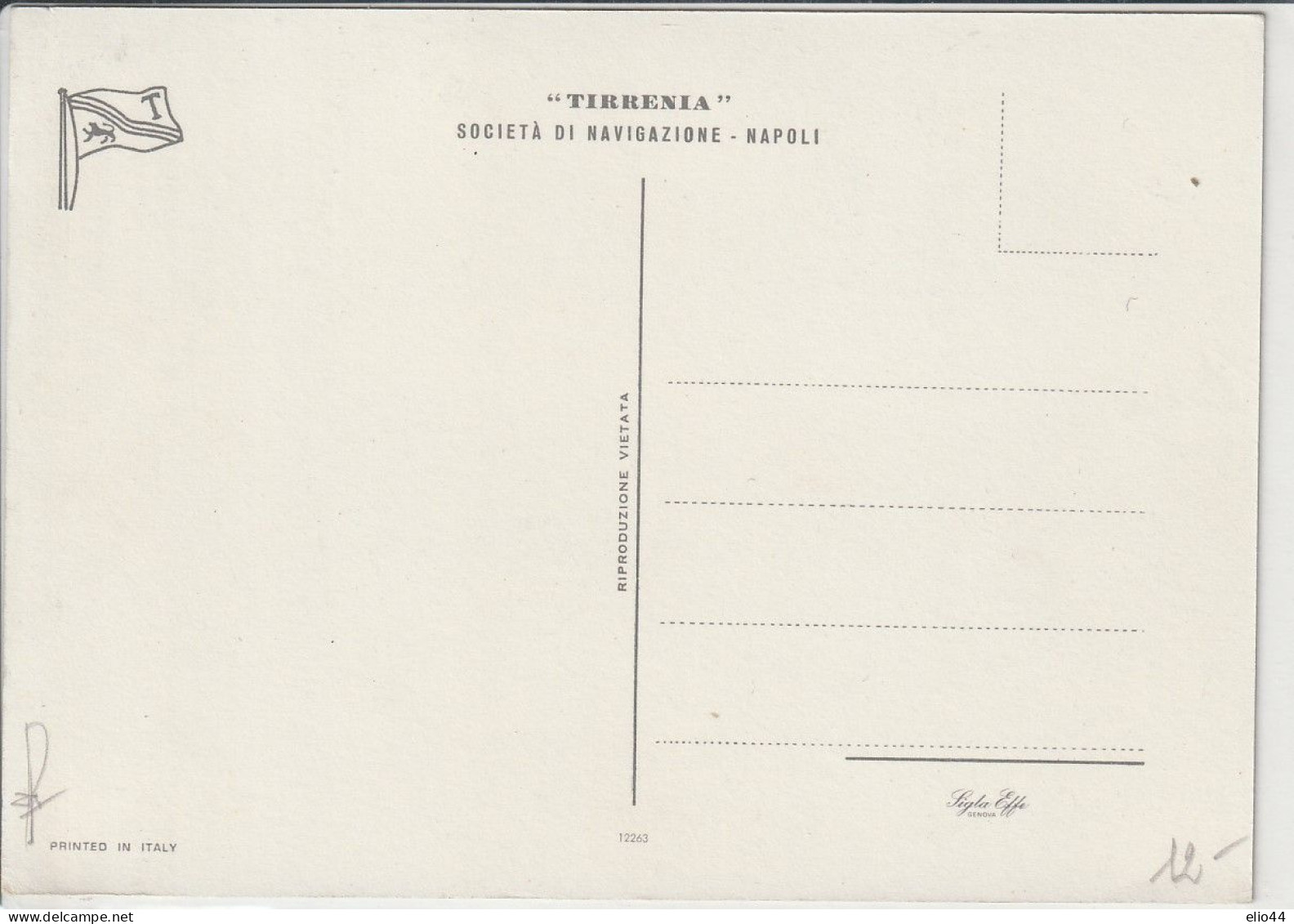 Tematica Pubblicitari - Turismo - "Tirrenia"  Società Di Navigazione - Napoli - - Werbepostkarten