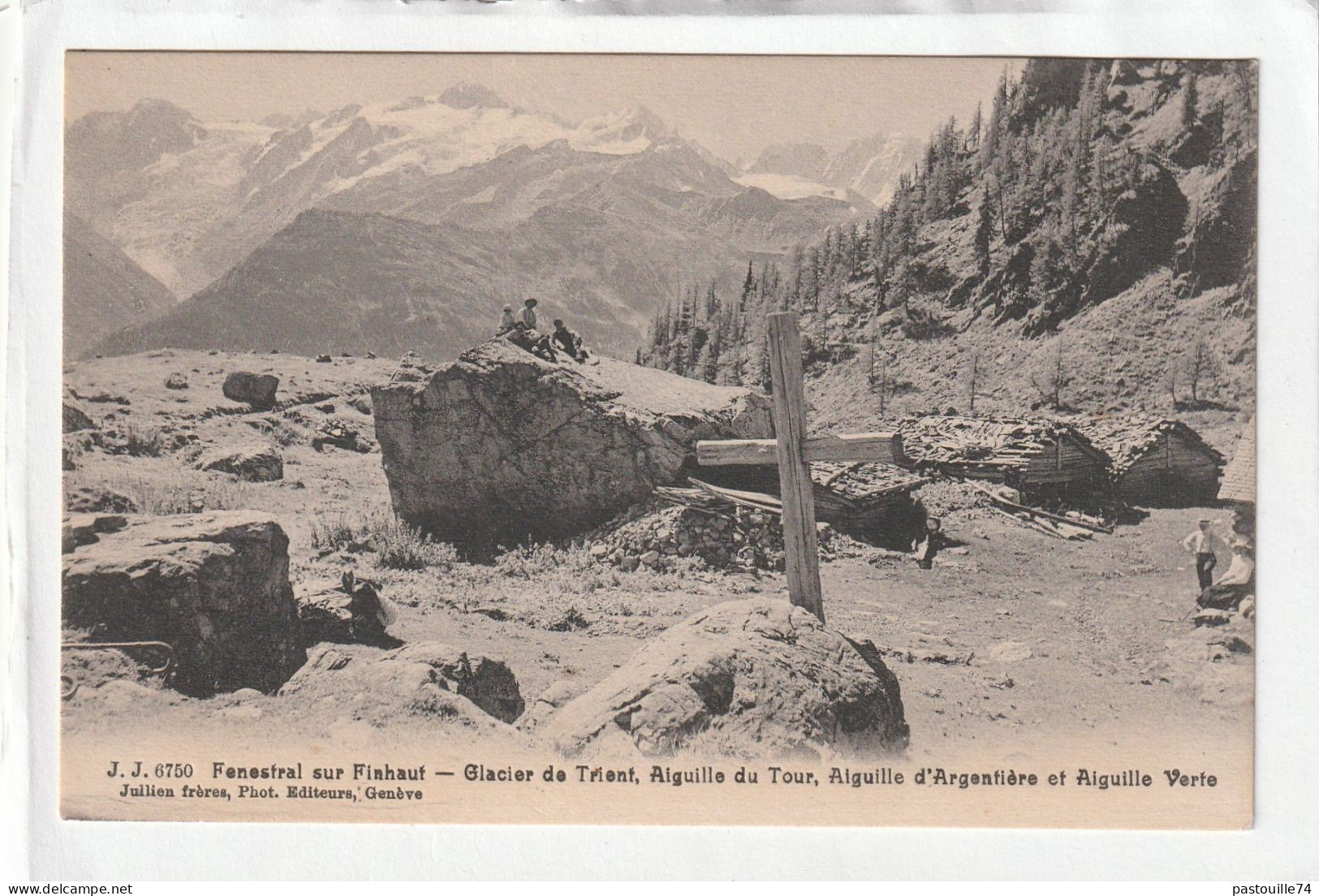 CPA :  14 X 9  -  Fenestral  Sur Finhaut - Glacier De Trient, Aiguille Du Tour, Aiguille D'Argentière Et Aiguille Verte - Finhaut