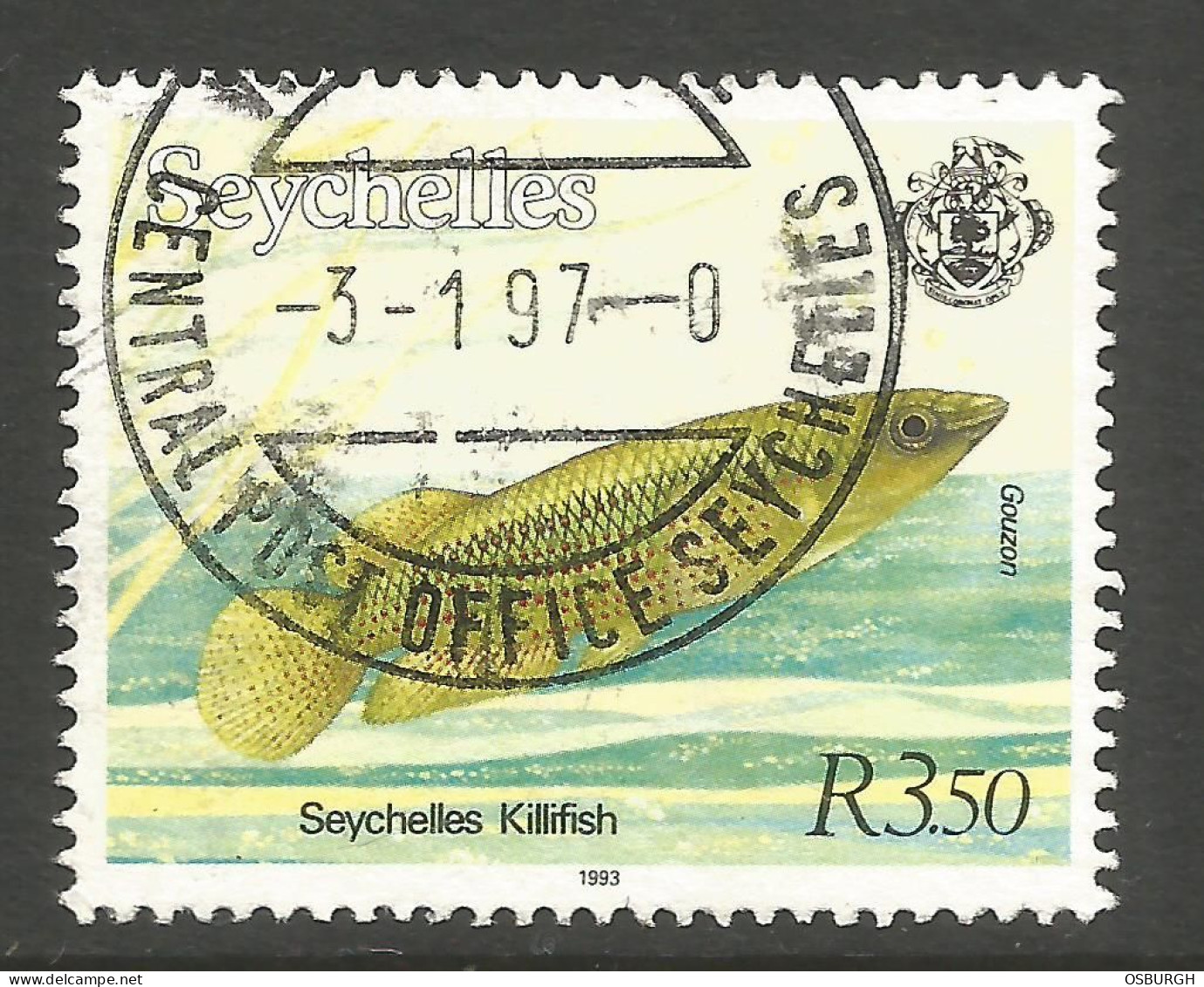 SEYCHELLES. R3.50 KILLIFISH USED - Seychelles (1976-...)